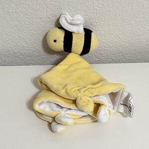 Burts Bees Baby Yellow Bumble Bee Security Blanket Lovey Lovie Blankie Knotted